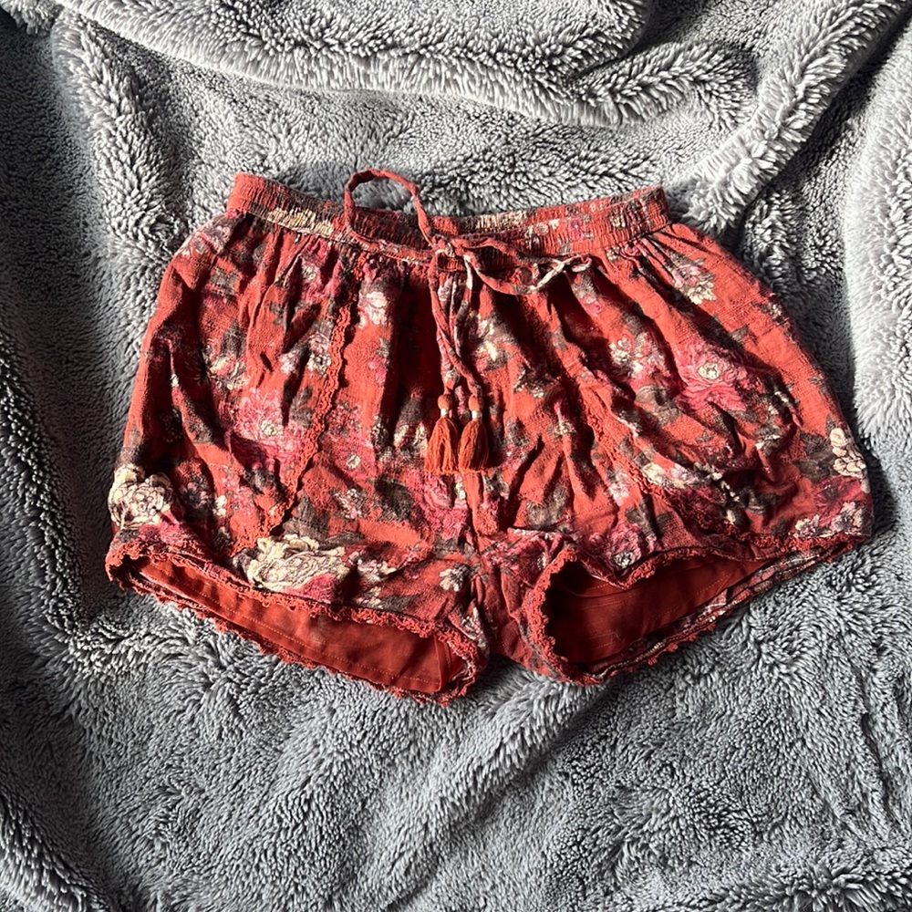 Red Floral Soft Shorts